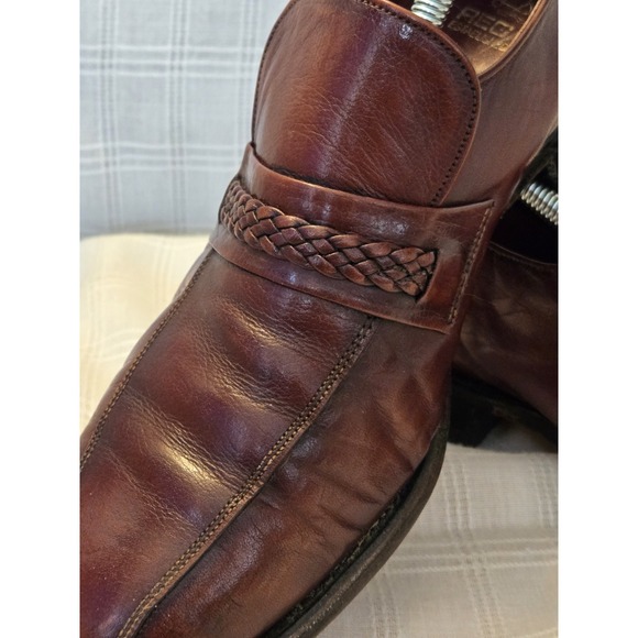 Vintage REGAL Brown Mens Loafers Size 10.5 D/B Leather Braided Detail Classic - Picture 2 of 15